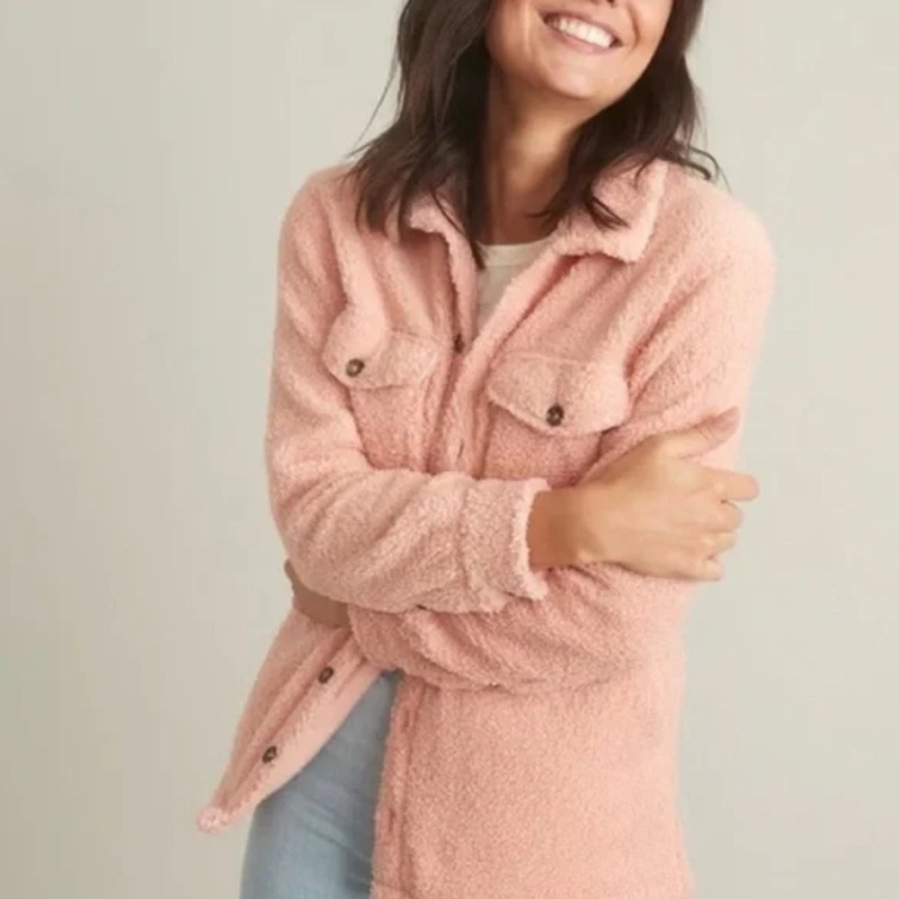 NWT Marine Layer Eden Sherpa Overshirt Coral Cloud Size M